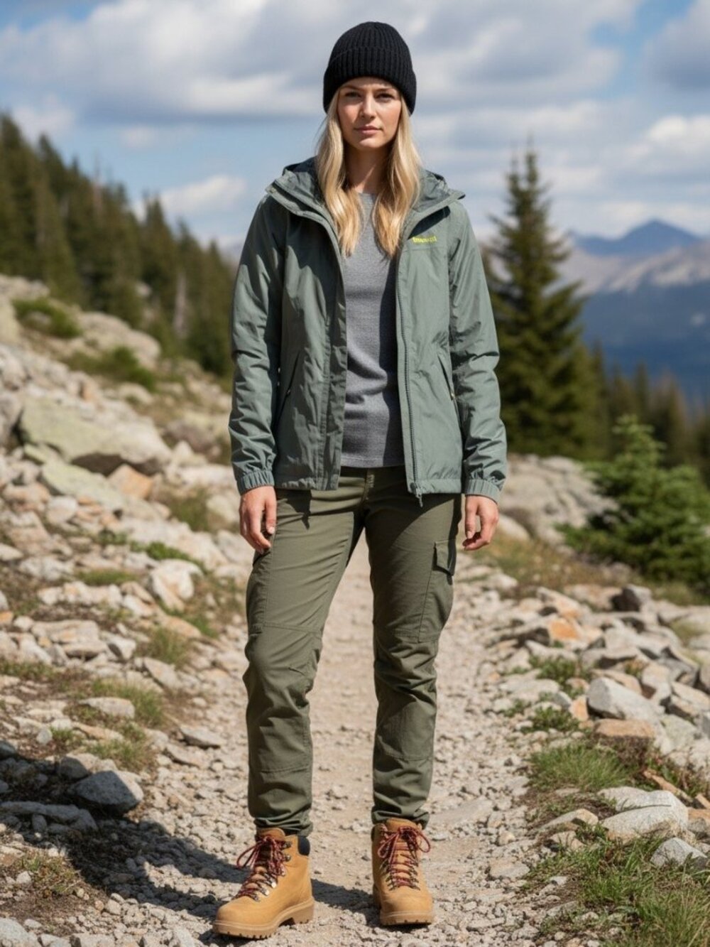 Marmot Hooded Zip Rain Jacket in Slate‎ Green